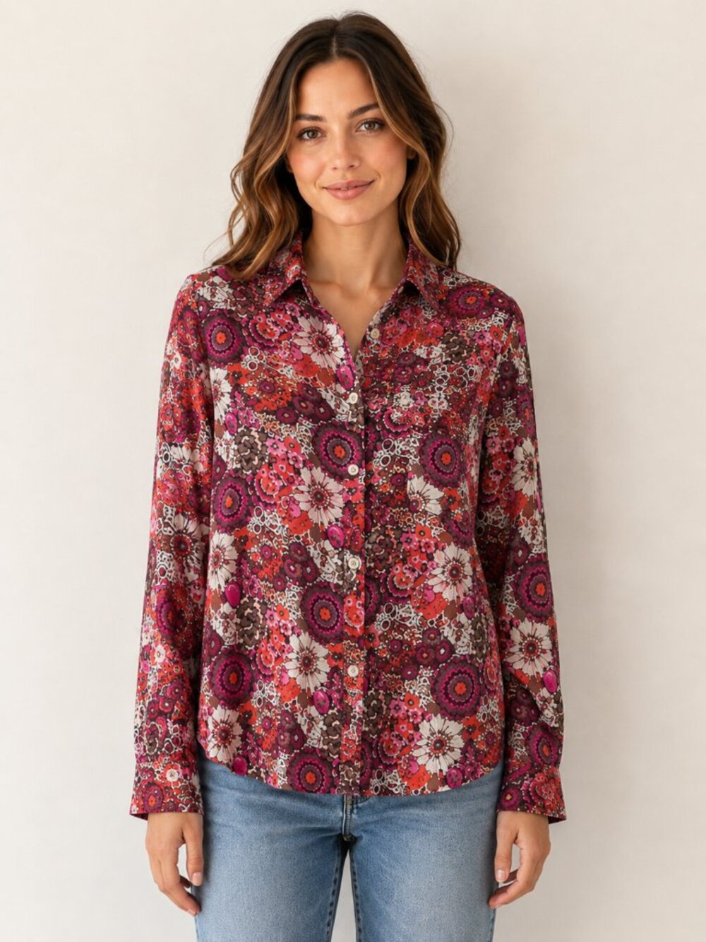Vera Bradley Floral Paisley Long Sleeve Top Size S Boho Colorful